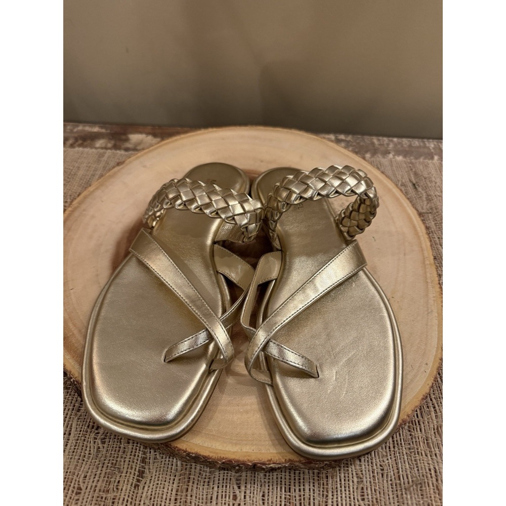 Michael Kors Alba Thong Sandal Slide Pale‎ Metallic Gold 7M New Rt-155$ - Picture 2 of 4